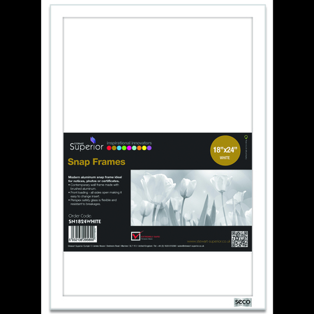 SECO Poster Snap Frame, 18" x 24", 1" Profile, White SN1824WHITE